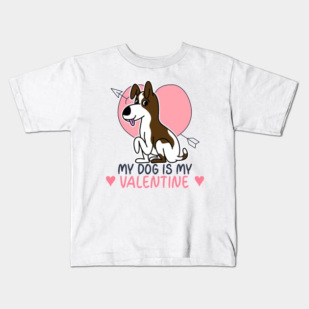 My Dog Is My Valentine Kids T-Shirt by Willard-Morris